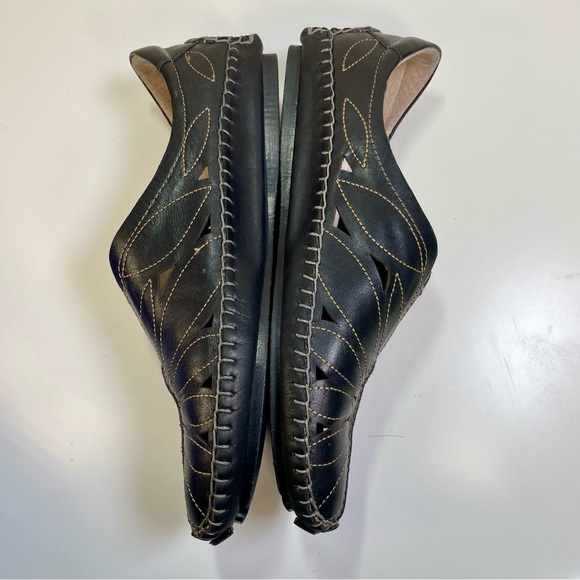 Pikolinos Jerez 578-7399 Loafers Black Leather Floral Cutout Boho Travel Sz 39EU - Picture 4 of 9